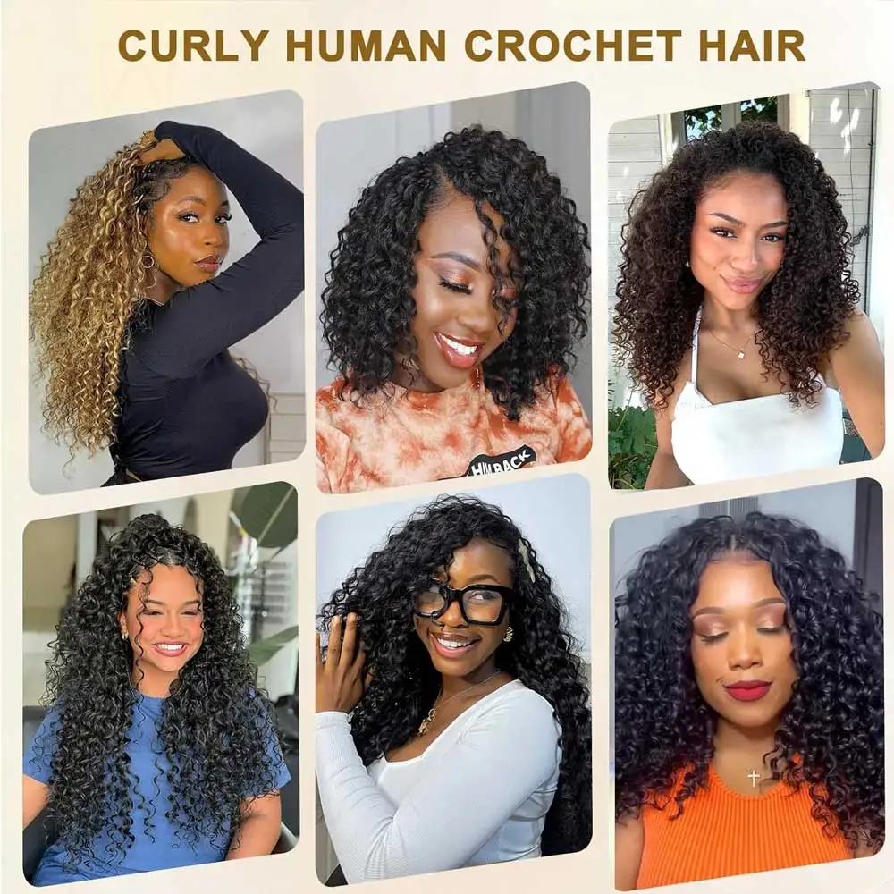 Capelli Umani Ondulati a Onda d'Acqua per Crochet, Senza Nodi, Raw Hair, Miracle Knots, Double Drawn, Vietnamita, per Treccine Boho - immagine 6