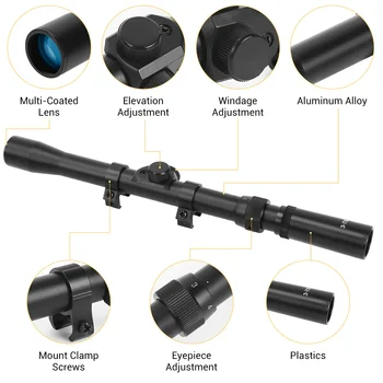 Hunting Riflescope 4x20/4x28/3-7x20/3-7x28 Crosshair Optics Sight Gun Scope Airsoft Hunting Rifle Scope for 11mm Dovetail Rail 4