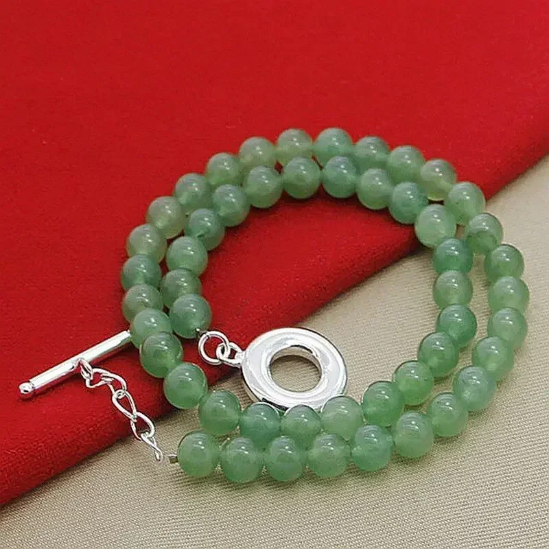 

Radiant Pearls Green Agate 925 Sterling Silver Round Pendant Necklaces Chain Jewelry