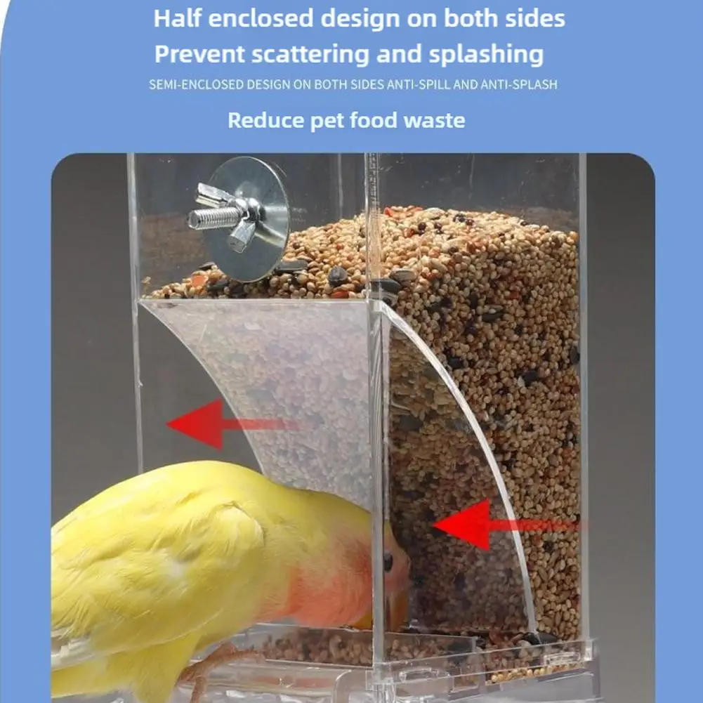 No Mess Bird Feeders Automatic Parrot Feeder Drinker For Small And Medium Parakeets Convenient Acrylic Seed Food Container