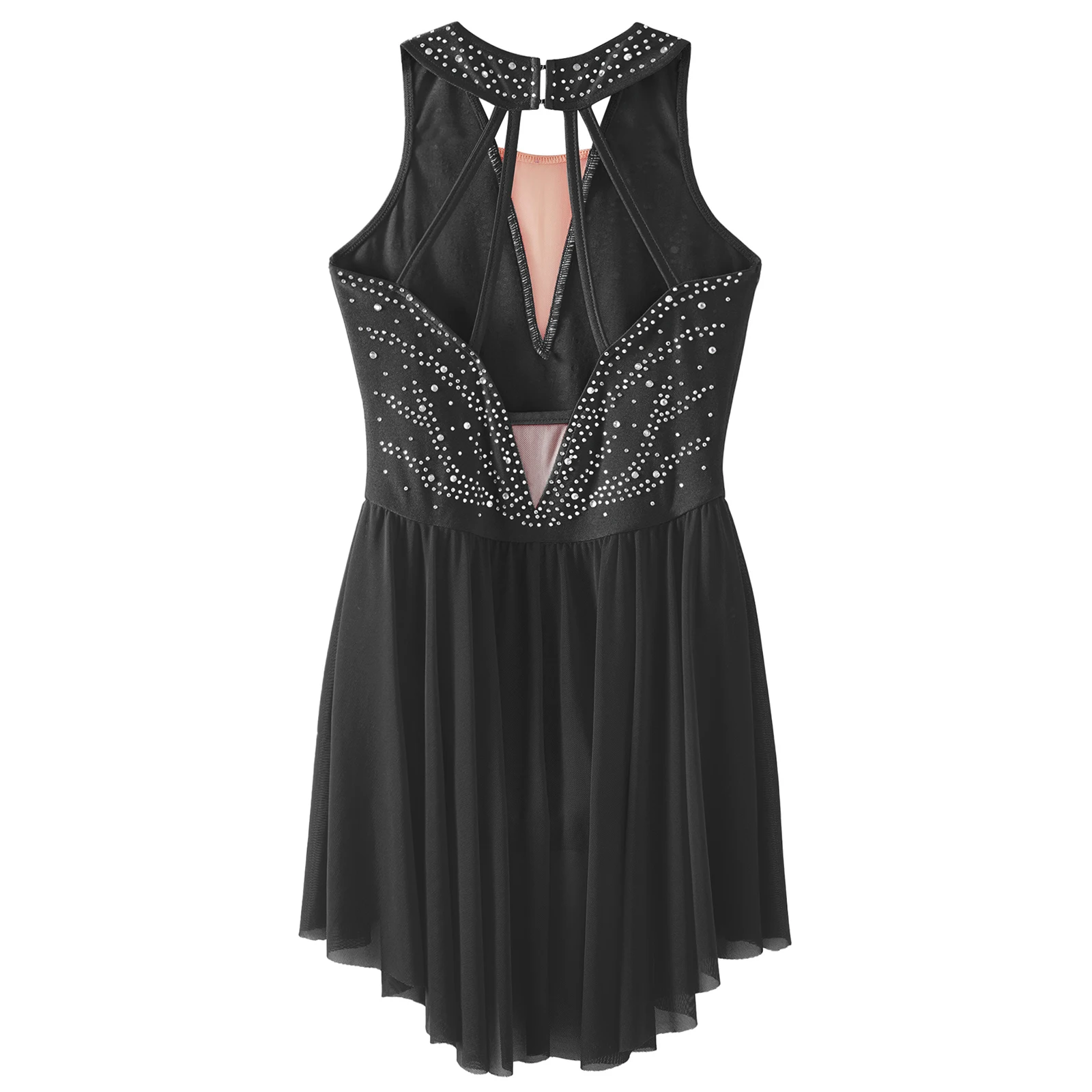Kinder Mädchen ärmellose Strass Eiskunstlauf Trikot Kleid moderne lyrische Tanz Ballett rhythmische Gymnastik Tanz kleidung – Detail 8