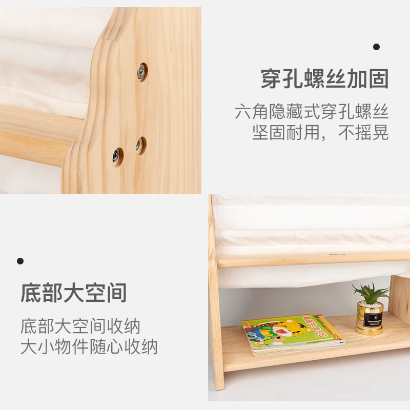 Simple Wooden Family Picture Bookshelf for Children Multi-Layer Mobile Cart Storage Rack Toy & Collections