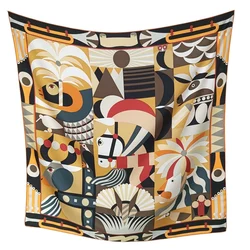 90 100% Silk Scarf Neckerchief Large Square Silk Wraps Shawl Cape 2023 Autumn NEW Printing