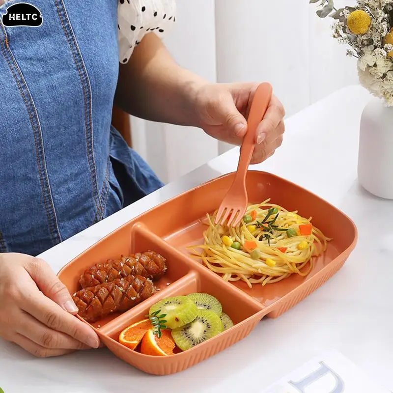 성인용 플레이트 분할 접시, 재사용 가능한 디너 플레이트, 주방 식기류 부분 플레이트, 전자 레인지 안전, 3 구획, 1 개