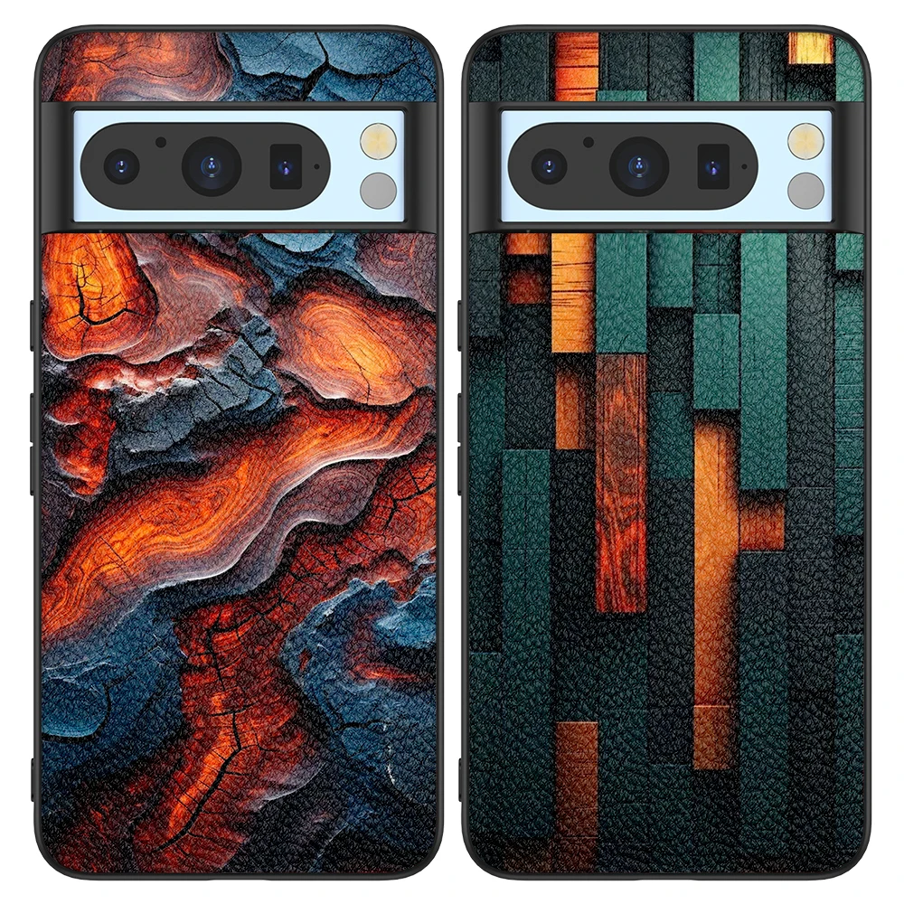 Back Cover Leather Case for Google Pixel 4 XL 4A 5 5A 5G 6 Pro 6A 7 Pro 7A 8 Pro 8A High Quality with Wood Tree Texture Print