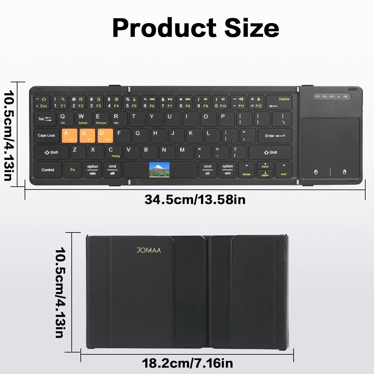 Jomaa Handy faltbar Bluetooth mit Touchpad, wiederaufladbare Smartphone-Tastatur_voghion.com
