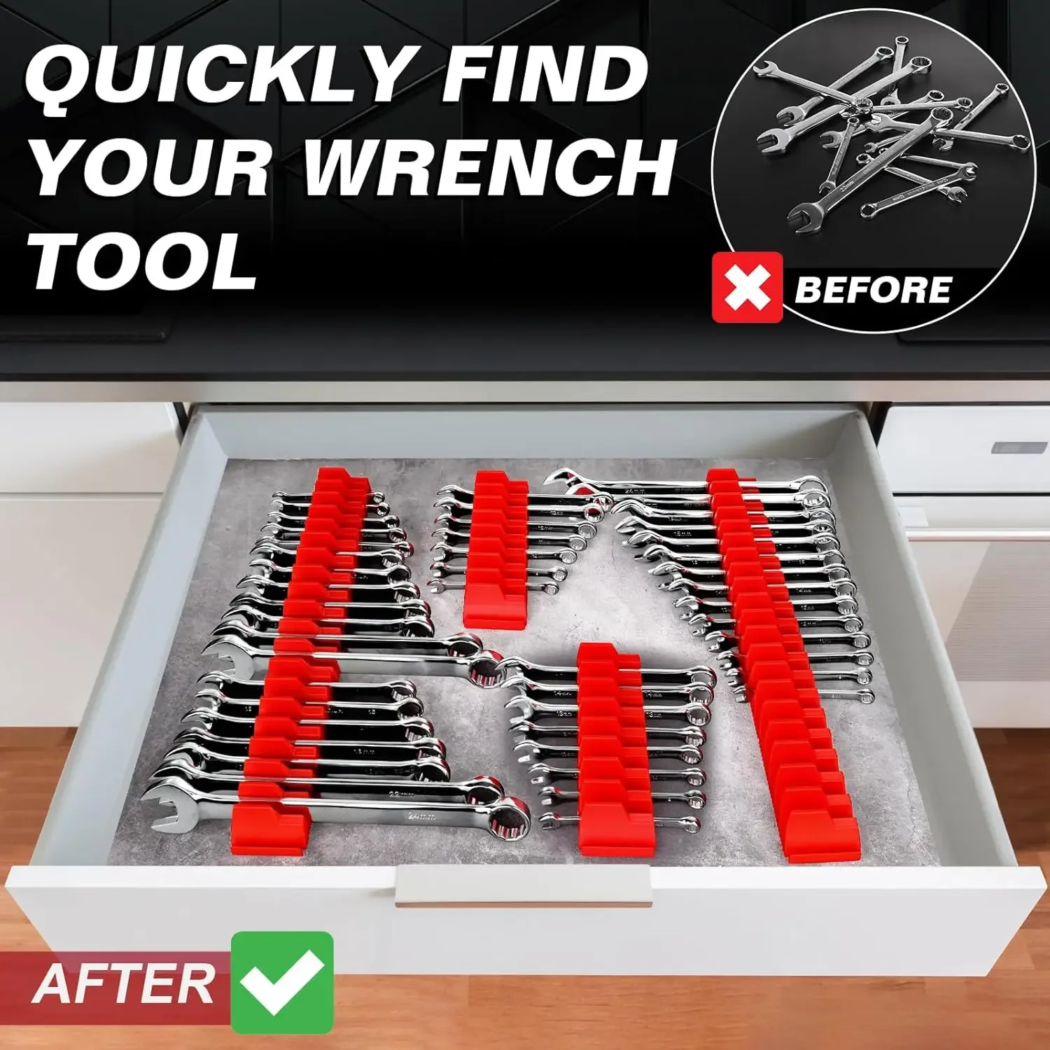 Upright Storage Organizer 20 Wrenches Magnetic Hexagonal Head Multifunctional Toolbox Wrench Holder Modular Spanner Rack Holder tool organizer wrench organizer wrench holder