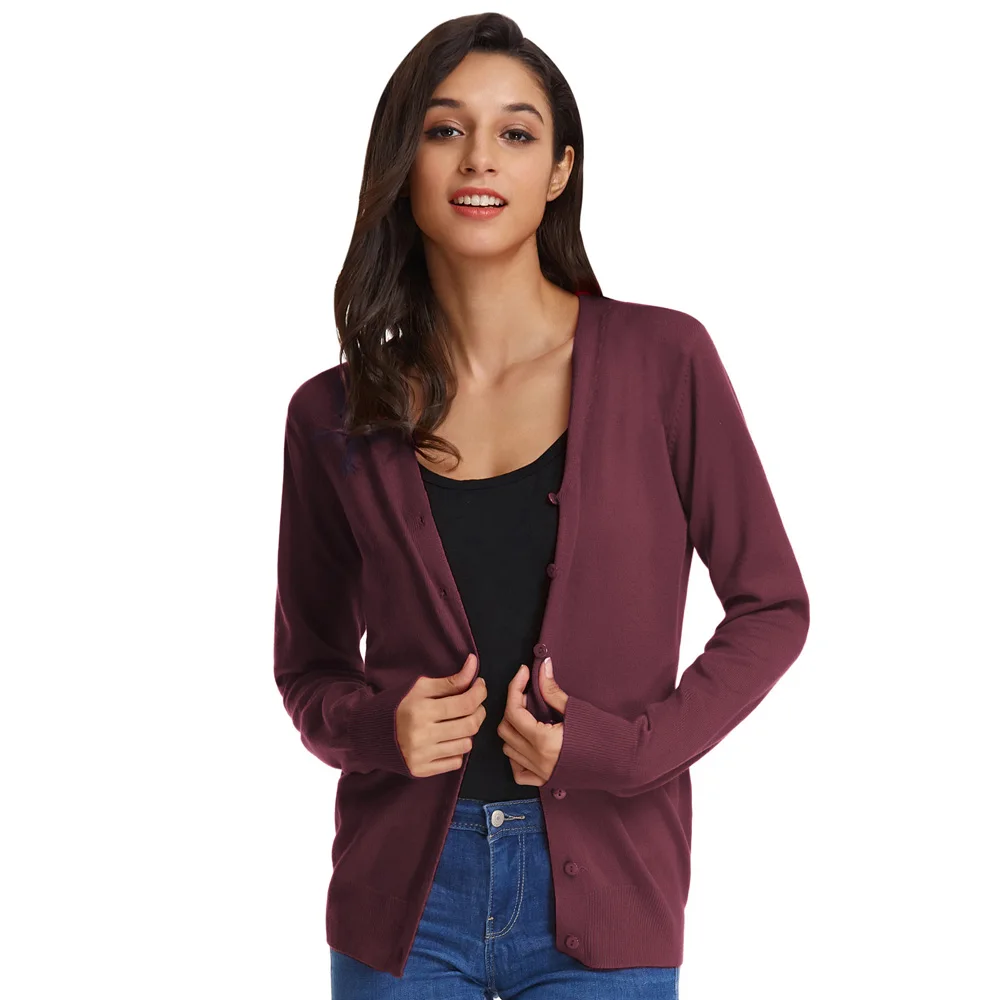 

Women's Hot Long Sleeve V-Neck Button Placket Knitwear Knitting Coat Tops Temperament Commuter Casual T-shirt Blouse Jackets