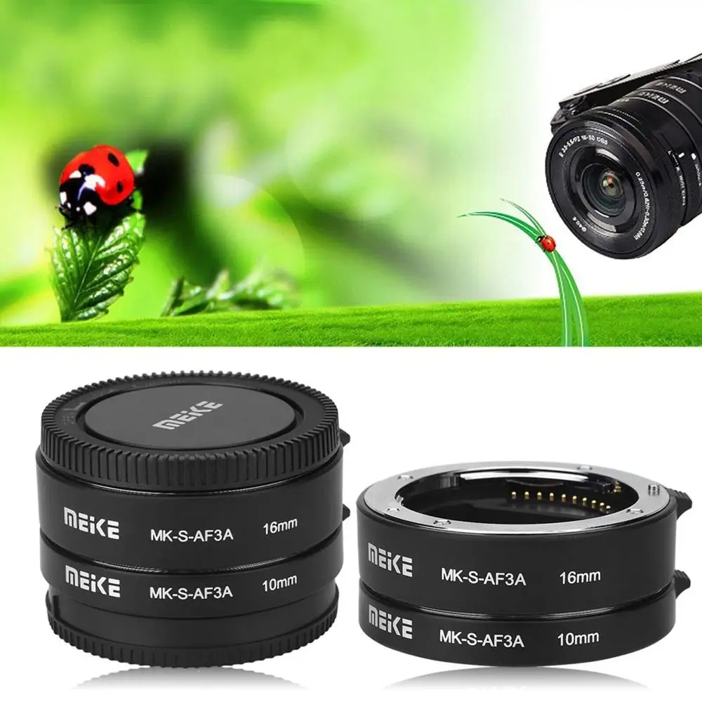 Meike MK-S-AF3A Metal Auto Focus Macro Extension Tube 10mm 16mm for Mirrorless