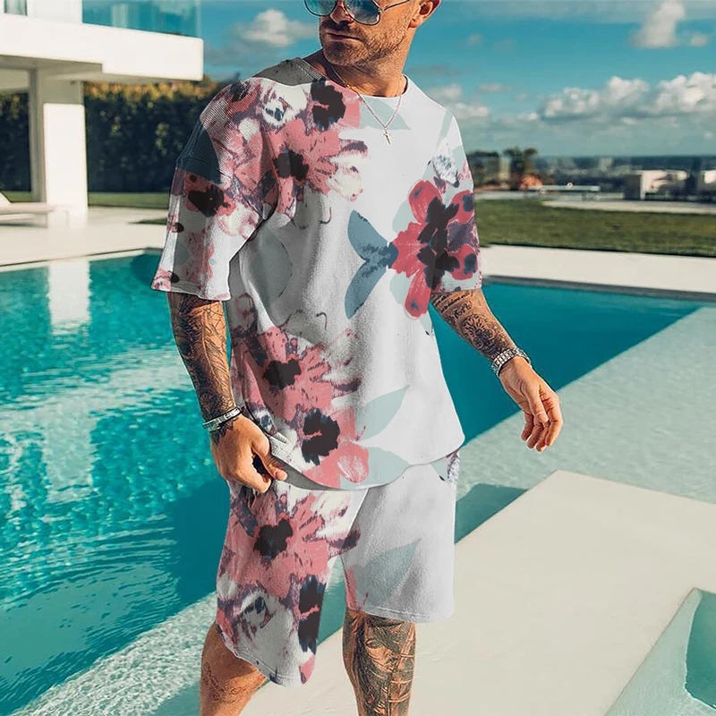 

Summer New Street Style Men's Suit Hip Hop Sportswear Oversized Clothes 3D Printed T-Shirt + Shorts Men's Fashion Suit