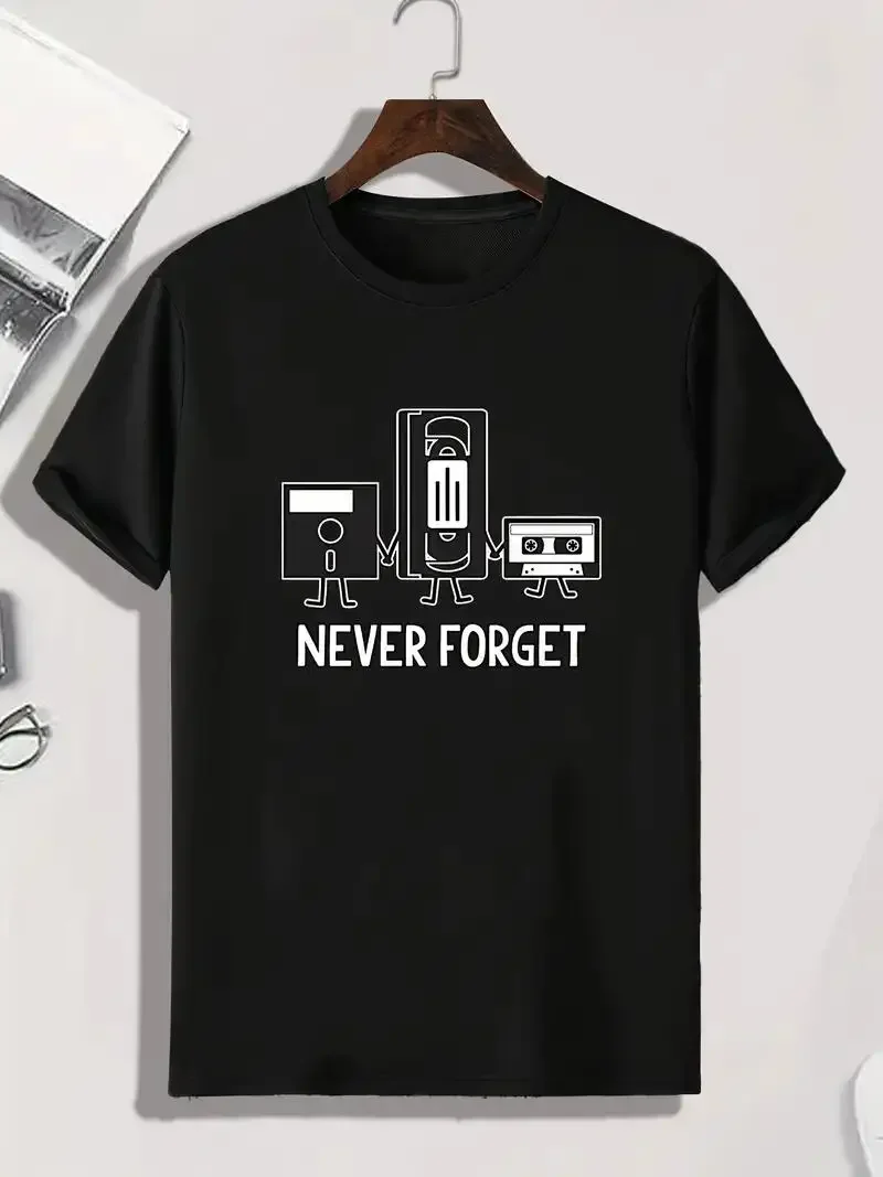Lässiges „NEVER FORGET“-Herren-T-Shirt – bequemes, dehnbares, langlebiges und pflegeleichtes, stilvolles, geometrisches Sommer-T-Shirt