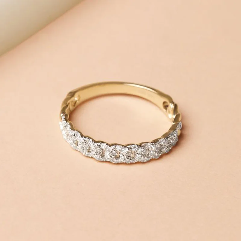 Stapeln Kuba Kette Link Ring Für Frauen Iced Out Zirkon Kristall Passende Gold Ring Punk Zubehör Trend Schmuck Großhandel R727 – Detail 17