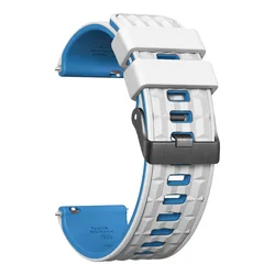 Two - Tone Silicone Quick Release 22mm Sport Watch Band - 22mm Universal (White Blue)