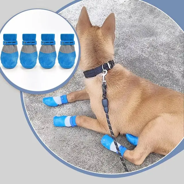 4PCS Cute Waterproof Winter Dog Shoes Warm Anti-Slip Dog Snow Shoes Soft Sole Adjustable Dog Foot Covers for Small Dog Chihuahua 5