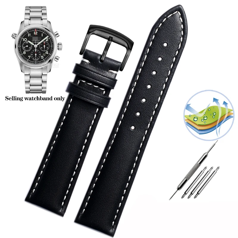 thumbnail image 1 of Correa de piel de vaca de 20 mm, 21 mm y 22 mm para Longines Pioneer Machinery L3.810/L3.820 Series Correa de reloj de cuero liso para hombre Tudor Citizen, 1 of 5