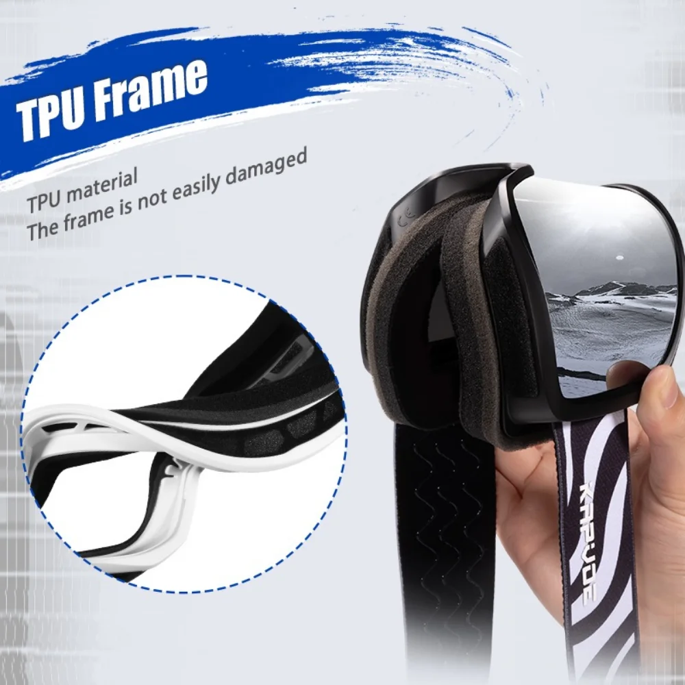 Kapvoe Photochromic Ski Goggle Snowboarding Glasses Skiing Mask Men Women Anti-Fog Lens Eyewear Kit UV400 Snow Snowmobile Adult
