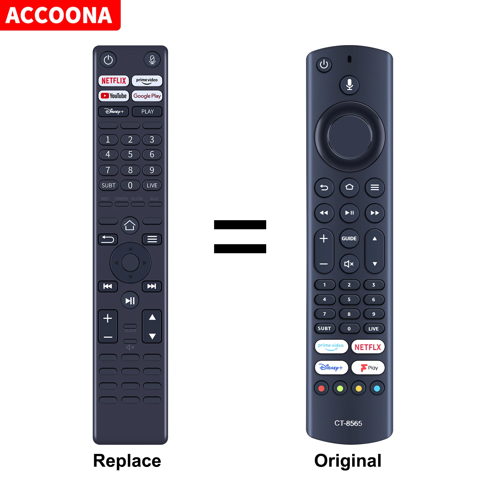 Telecomando IR Sostitutivo CT-8565 Per TV Toshiba, Ferguson, JVC - Compatibile Con 43UF3D53DB, F4320AFR, RC39178