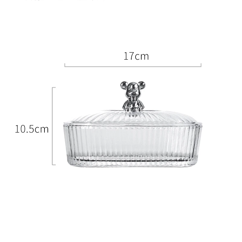 Nordic Vertical Stripes U-shaped Fruit Bowl Glass Candy Box Household Snacks Snacks Dried Fruit Dessert Plate Desktop Decoration 6