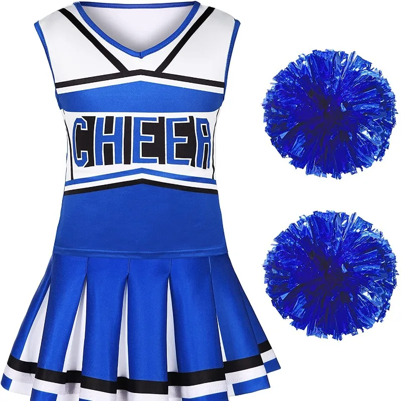 Cheerleader Costume Girls Carnival Cosplay Outfit Sports Competition Cheering Stage Performance Uniform Children Dance Dress