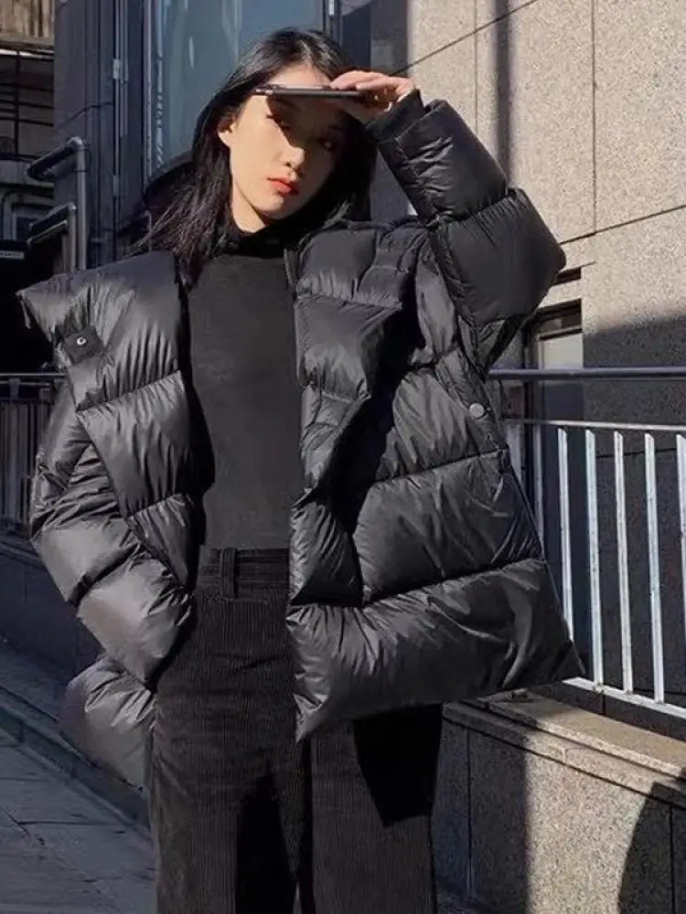 

Hooded Down Jacket Women New Winter 90% White Duck Down Coat Puffer Short Jacket Lady Warm Soft Loose Overcoat