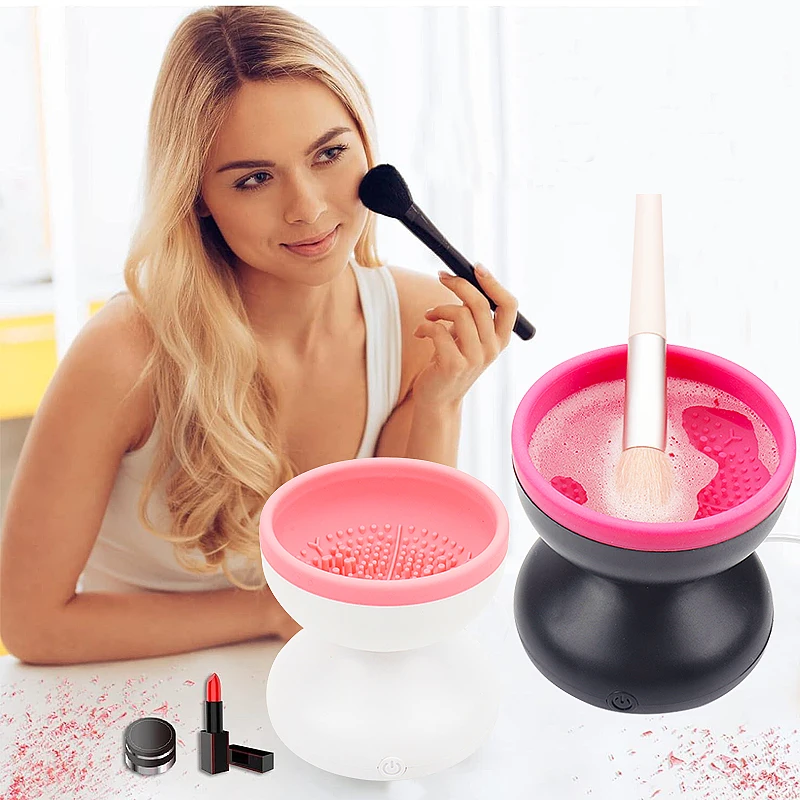 Mini Makeup Brush Cleaner Device Plastic Electric Automatic Washing Machine  Fake Eyelashes Sponge Cleaning Toy for Girls Ladies - AliExpress