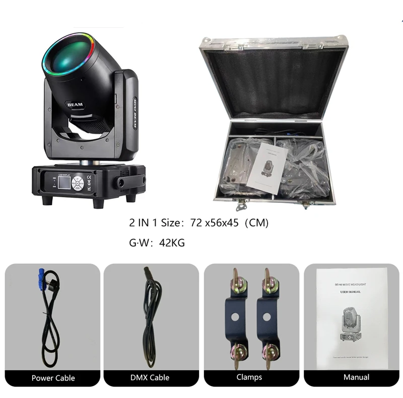 2Ps Con Case Stage Equipment Lighting Dmx512 Sharpy Moving Head Spot Beam 230W 7R Mini Beam Lyre Moving Head Light