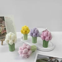 3D Tulip Bouquet Silicone Mold DIY Flowers Aroma Candles Plaster Ornament Molds Handmade Gift Soap Candle Making Supplies 6