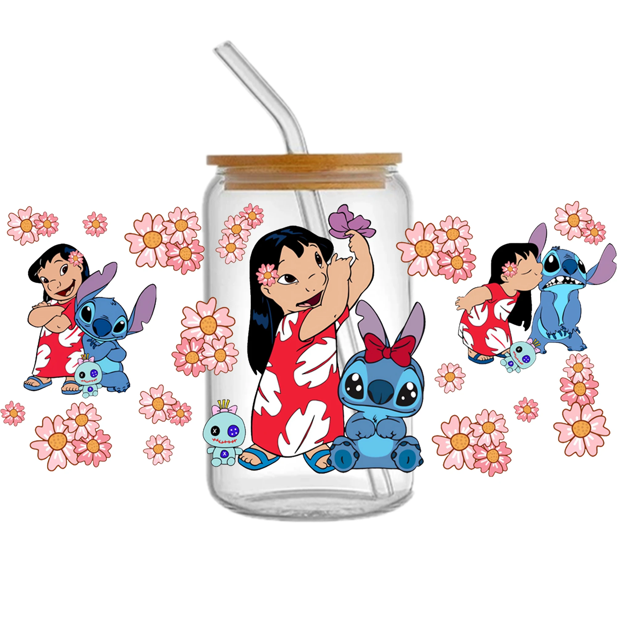 Disney Lilo And Stitch UV DTF Sticker For 16oz Cups Wrap Transfer Sticker Custom Labels DIY Logo Selfadhesive Waterproof