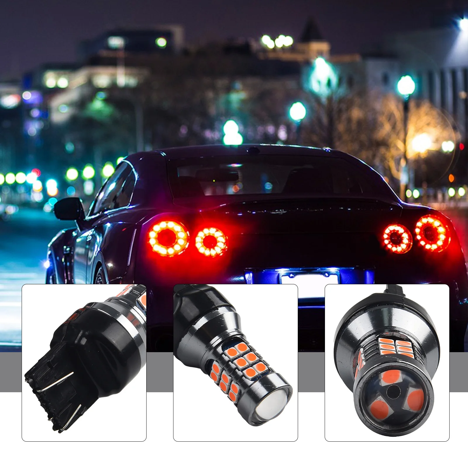 4PCS74437440CarBrakeLightLEDRedStrobeFlashBlinkingBrakeStop