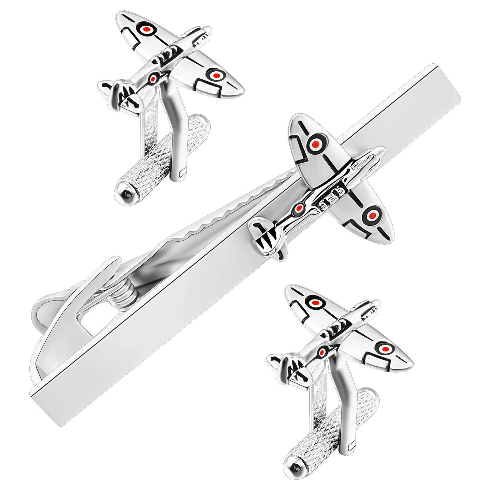 

HAWSON Men's Cufflinks and Tie Clip Set Novelty Cufflinks and Tie Wedding Gift Baseball, Football, Airplane Music Symbol Designs