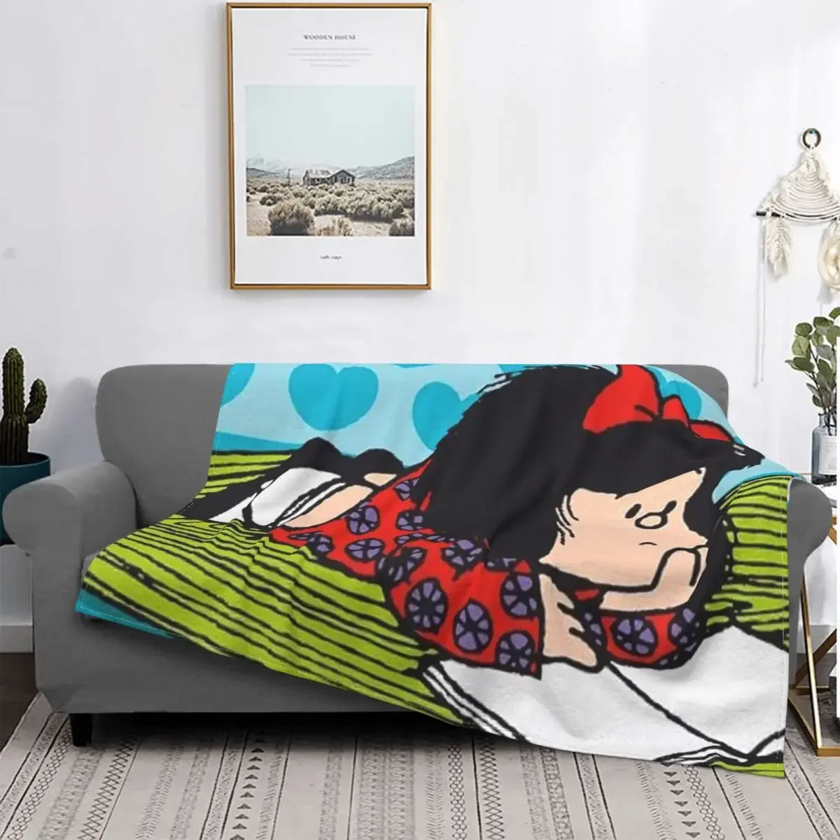 

Mafalda Kawaii Cartoon Blanket Velvet Autumn/Winter Portable Ultra-Soft Throw Blankets for Bed Outdoor Quilt