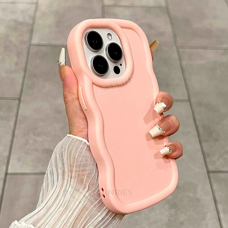 Cute Candy Wavy Silicone Case For Iphone 16 11 12 13 14 15 Pro Max 7 8 Plus Iphone16 16pro 16plus X Xs Soft Back Cover Se 2022 6