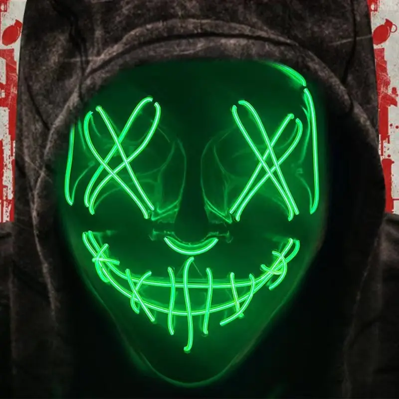 1 Pcs Neon Light Led Bright Toy Mask Black V-shaped Luminous Mask Glowing Shining Toy