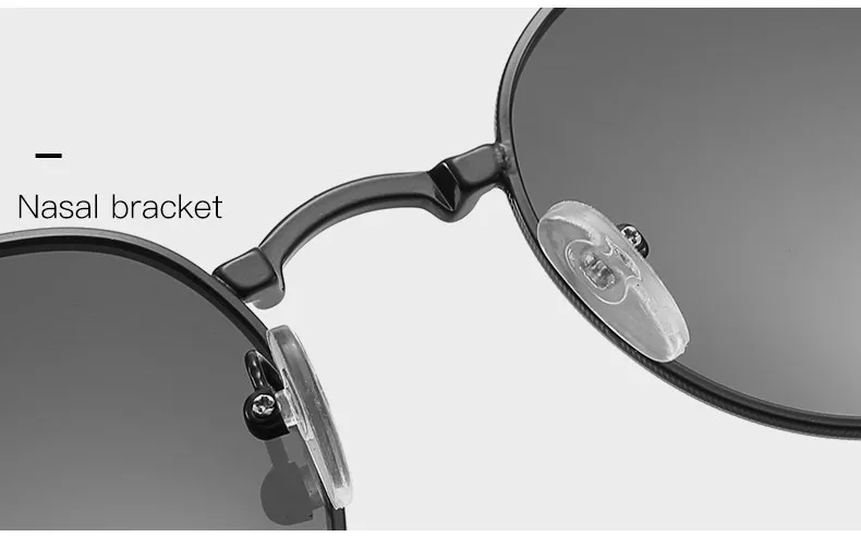 Klassische Vintage Runde Polarisierte Sonnenbrille Männer Marke Designer Polaroid Sonnenbrille Frauen Metall Rahmen Schwarz Objektiv Brillen_voghion.com