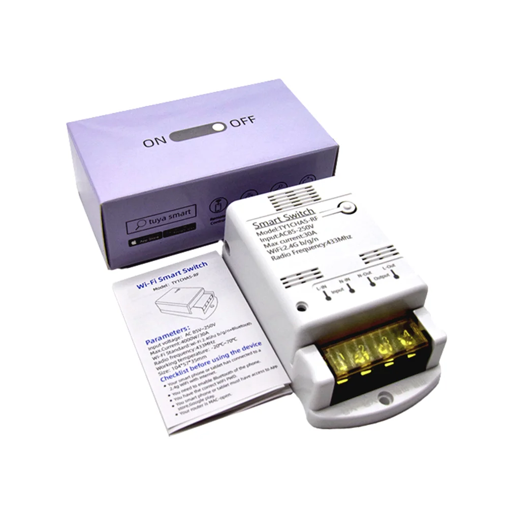 Tuya 30a 4000w Módulo Switches Wifi Trabalho de Relé Interruptor Inteligente com Alexa Google Home Control ac dc 732v ac 85250v - Image 4