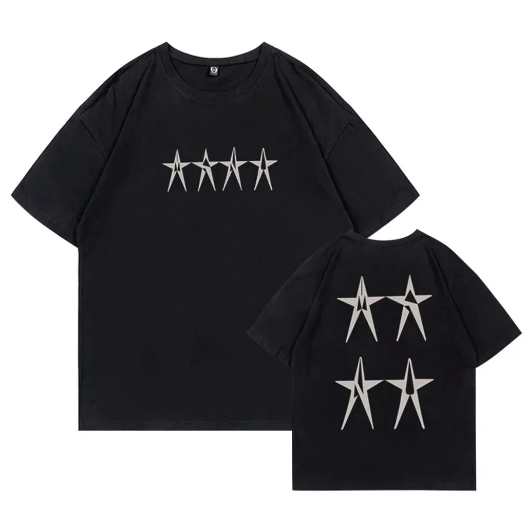 

KPOP Y2K WINNER Wayv TEN Star Pattern T-shirt Summer Women Bat Sleeve Cotton Y2k T-shirt Harajuku 90S Oversize Streetwear