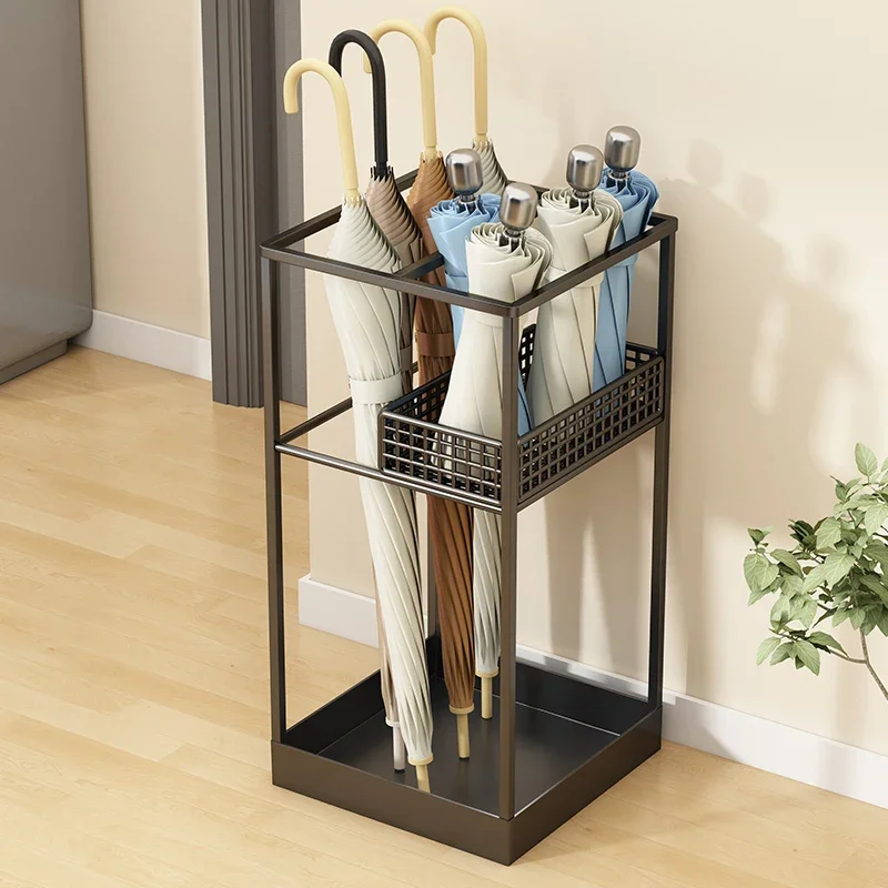 Office Commercial Corridor Umbrella Bucket Water Collection Rack Home Door Simple Iron Art Anti-rust Umbrella Storage Rack