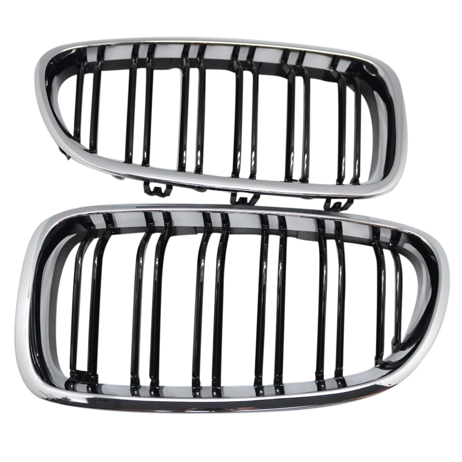 

Silver + black Dual Fin Front Grille Grill Hood Nose For BMW F10 F11 5 2010-2015