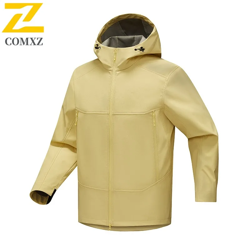 COMXZ Trench Coat Soft Shell Classic Windproof Climbing Camping Chaqueta Hiking Waterproof Lightweight Versatile Men's Outerwear