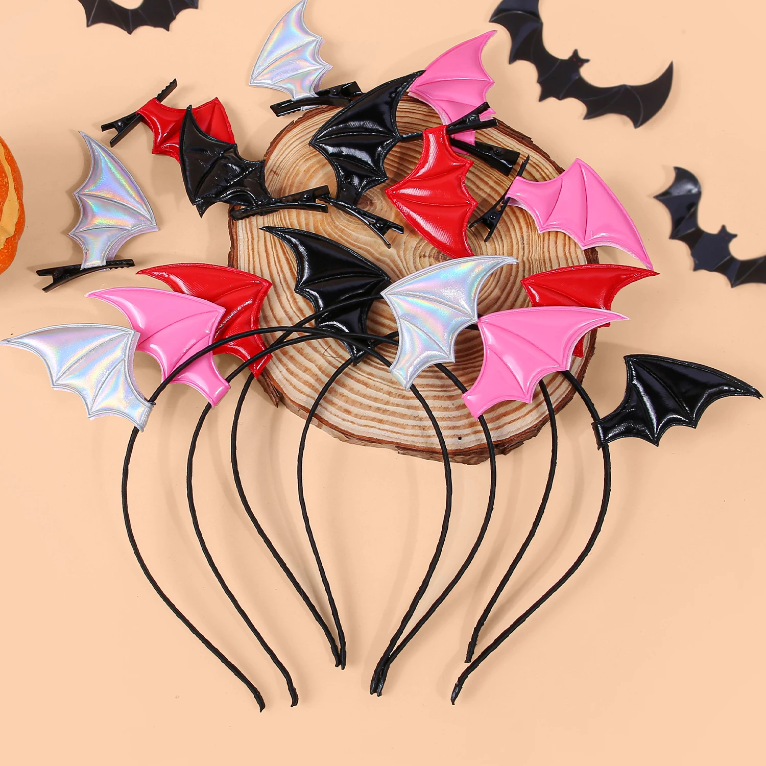 3/12PCS Halloween Stirnbänder Kürbis Teufel Haar Clips Mädchen Festival Party Cosplay Flügel Haarband Kinder Haar Zubehör Set