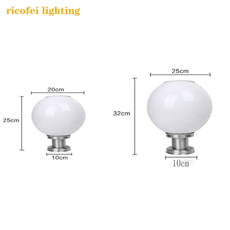 LED 라운드 볼 스테인리스 스틸 솔라 포스트 램프, 야외 IP65 방수 기둥 헤드 라이트, 정원 별장 기둥, 정원 호텔 LE