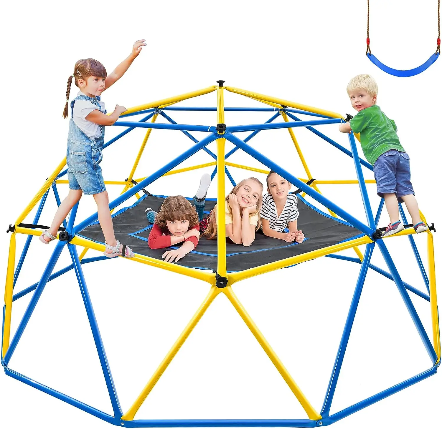 

Upgraded 10FT Climbing Dome with and Swing, Dome Climber for Kids 3 - 10, Weight Capability 800LBS, 3-Year Warranty, Rust and U