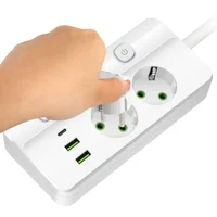 EU Plug Power Strip 2/3/4/5 ตําแหน่งอิสระซ็อกเก็ตควบคุม 2 USB 1 พอร์ต Type-C 2 M สายไฟซ็อกเก็ตไฟฟ้า 2