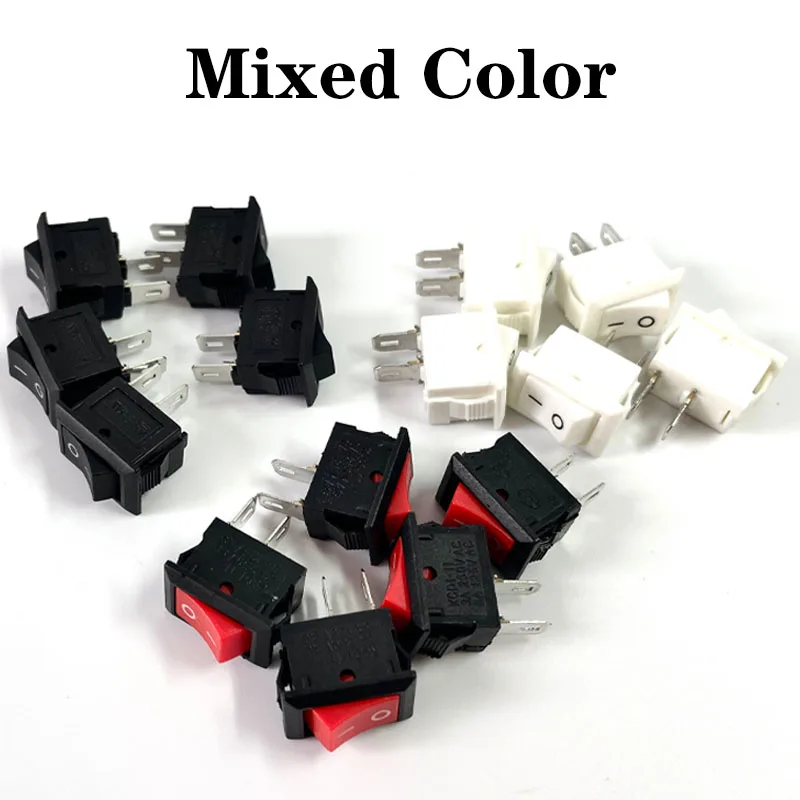 15pcs Mini Rocker Switch SPST Black and Red Snap in Switches Button AC 250V 3A / 125V 6A 2 Pin I/O 10*15mm On-off Switch Rocker light switch with remote Wall Switches