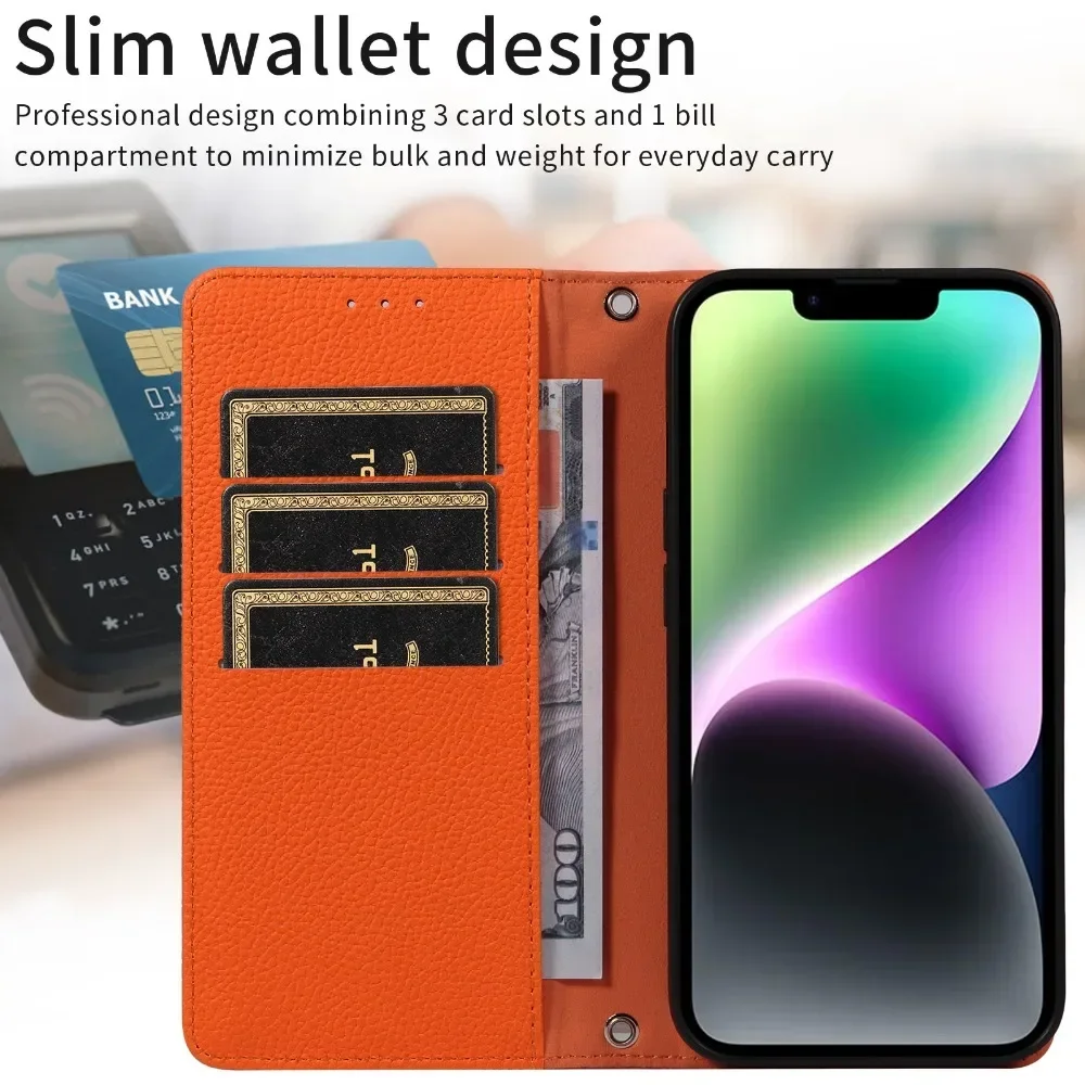 Premium Flip PU Leather Phone Case with Wrist Strap and Card Slot Holder