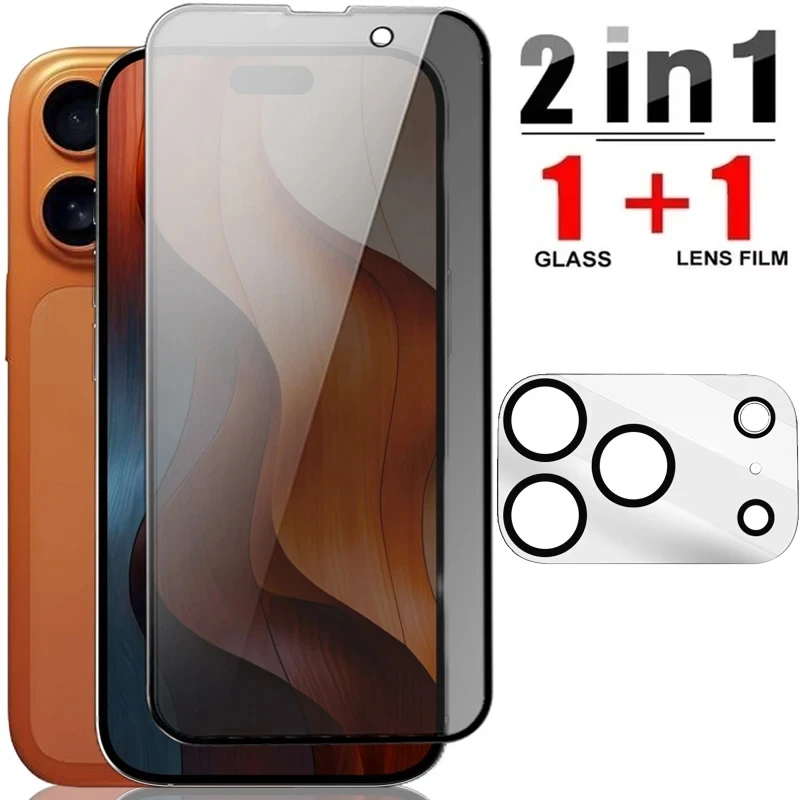 6-in-1 Privacy Tempered Glass Screen Protector with Anti-Spy and Camera Lens Film