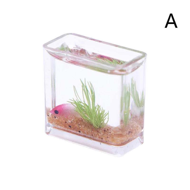 1Pcs 1:12 Dollhouse Miniature Fish Tank Simulation Aquarium Home Decor Toy Doll House Accessories