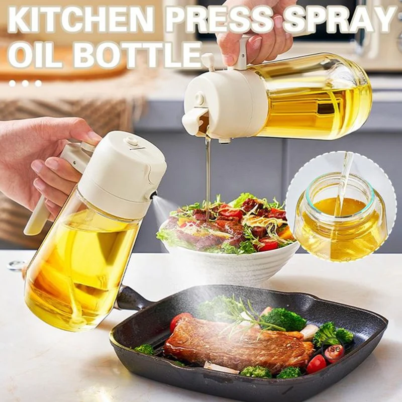 Multifunctional Oil Sprayer Dispenser Bottle Adjustable Nozzle  Kitchen BBQ Salad Cooking Refillable Vinegar Olive Oil Container