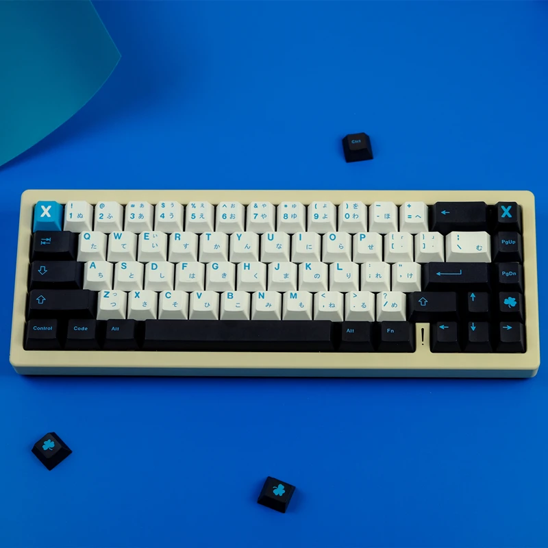 Conjunto de Teclas Preto e Azul Gmk Perfil Cereja Pbt Sublimação de Tintura 61 64 68 75 87 104 108 129 Chaves - Imagem 5