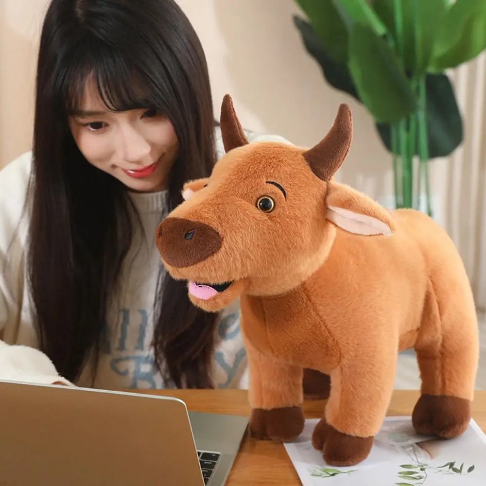 Stuffed Bull Cattle Animal Plush Doll ReaListic Simulation Scalper Bull Plush Toys Fluffy Soft Ox Cattle Stuffed Dolls Christmas